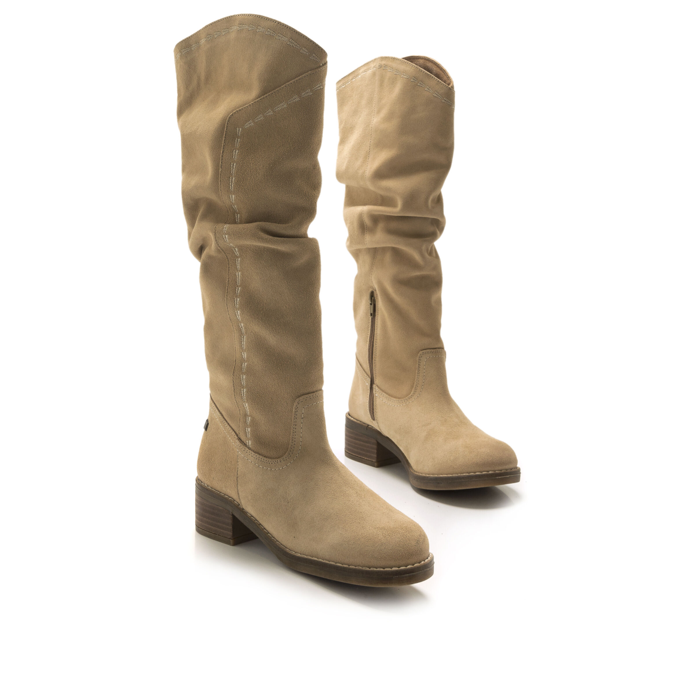 Botas planas beige mujer online